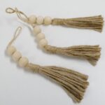 Beaded Strands Wooden Bead Garland with Jute Tassels