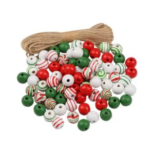 Beaded Strands Christmas Candy Color Wooden Bead Garland
