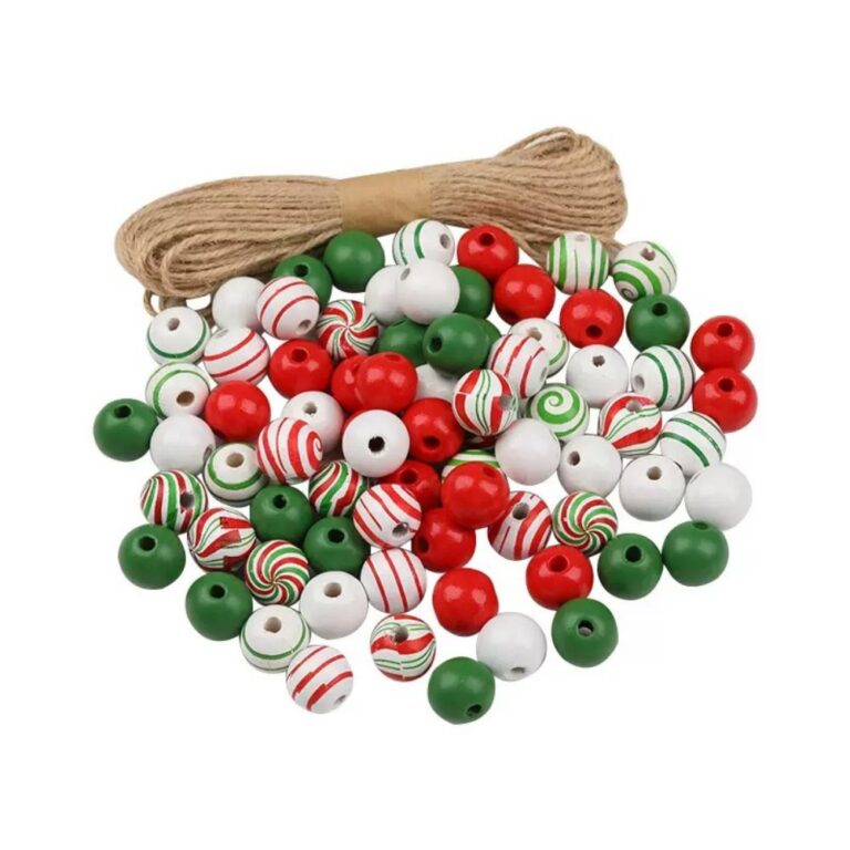 Beaded Strands Christmas Candy Color Wooden Bead Garland