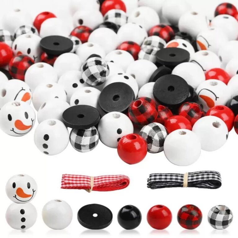 Beaded Strands Christmas Snowman Wooden Bead Set