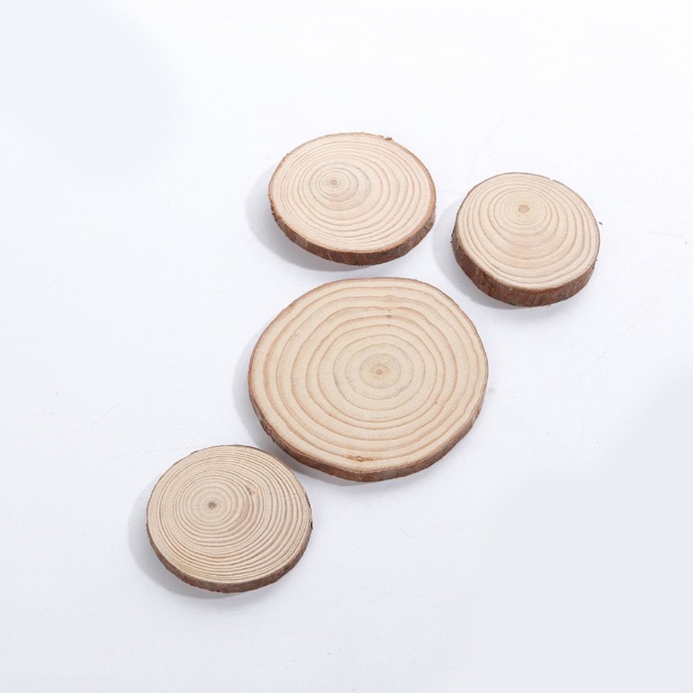 Wooden Pendants Pine Wood Slices with Bark