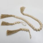 Beaded Strands Wooden Bead Garland with Jute Tassels