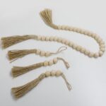 Beaded Strands Wooden Bead Garland with Jute Tassels