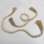 Beaded Strands Wooden Bead Garland with Jute Tassels