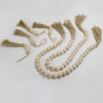 Beaded Strands Wooden Bead Garland with Jute Tassels