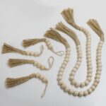 Beaded Strands Wooden Bead Garland with Jute Tassels