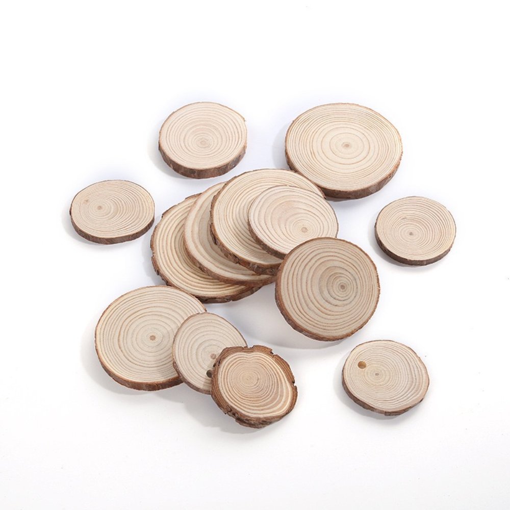 Wooden Pendants Pine Wood Slices with Bark